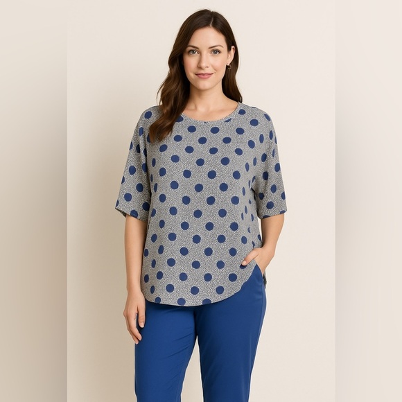 Primark Blouse Size 16 Loose Fit Airy Polka Dot Casual Cottagecore Boho Prairie - Picture 1 of 7